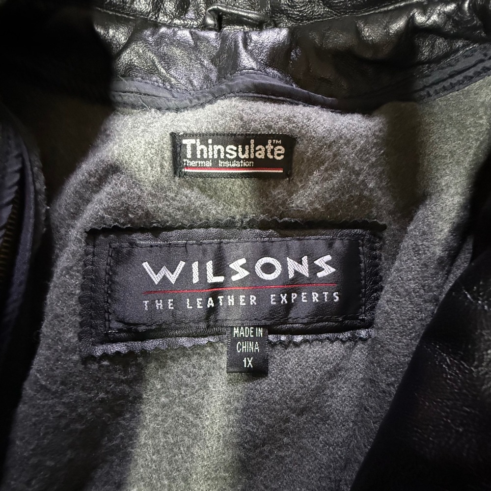 Wilsons‎ Leather Jacket Mens 1X Thinsulate Lined Thermal Black Parka Coat - Picture 2 of 8